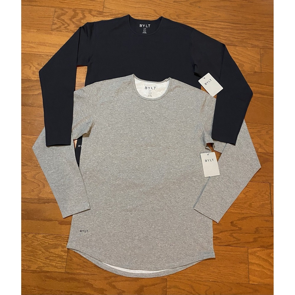 Bylt Drop Cut Long Sleeve Lux Shirts Men's Large (Navy & Gray) New! NWT
